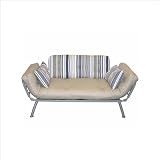 Elite Products Mali Convertible Twin Futon with Silver Metal Frame