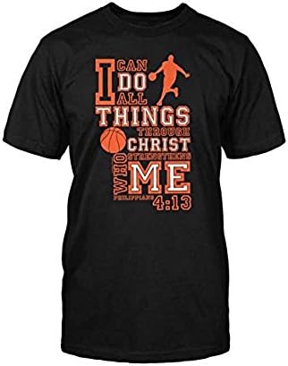 I Can Do All Things Through Christ Basketball Black T-Shirt (2X-Large)