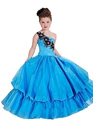 Girls Lace Taffeta Full Length One Shoulder Pageant Dress/Party Dress 