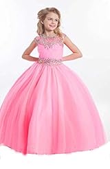 Girls  Lace  High-Neck Organza/Tulle Flower-Girl Dress/Pageant Dress  With Rhinestones and Ruffles