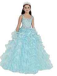 Girls Corset   Waistline  Crystals Lace Crystal  Floor Length Organza  Ball Gown Pageant Dress/Party Dress  With Ruffles