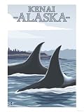 Orca Whales #1, Kenai, Alaska Artists Giclee Poster Print, 18x24