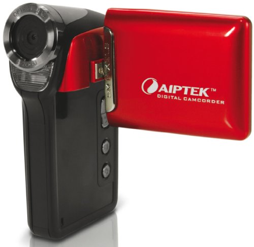 Aiptek T230 Camcorder (5 Megapixel, 4-fach Digital Zoom, 6,1 cm (2,4 Zoll) TFT Display, Micro SD/SDHC Kartenslot, AV-Out) rot