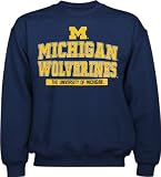Michigan Wolverines Navy Wordmark Logo Crew Neck Fleece Sweatshirt