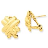 14k Polished X Omega Post Earrings