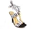 ZEBRA PRINT CHAIN-LINK HEEL 9 BLKWHT