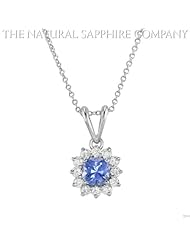 1.00ct. Natural Untreated Blue Sapphire Pendant with 12 Dia 0.12ct. total.