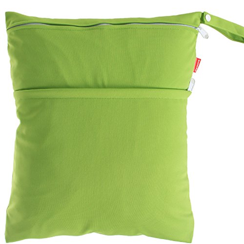 Damero Cute Travel Baby Wet and Dry Cloth Diaper Organizer Bag (Large, Green)