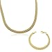 EDFORCE Stainless Steel Yellow Gold-Tone Caviar Chain Womens Necklace Bracelet Set