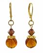 Earrings - E289 - Murano Style Glass - Round Lentil Shape ~ Smoky Topaz (Brown)