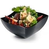 Fineline Settings 4-Piece Wavetrends China-Like Square Serving Bowl, 8-Ounce, Black