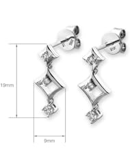 (X1000Diamond) 18K/750 White Gold Double Rhombus with Diamond Dangling Earring (0.24 cttw, G-H Color, VS2-SI1 Clarity)