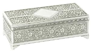 Juliana Silver Plated Trinket Box Antique Finish - Gift Boxed and with Pouch