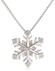 XPY Sterling Silver Diamond Snowflake Pendant Necklace (.03cttw, I-J Color, I2-I3 Clarity), 18"