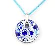 Murano Glass Pendant Jewelry - Round L Blue/Silver Style1