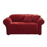 Stretch Pique Loveseat Slipcover - Garnet