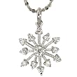 Sparkling Diamond Cubic Zirconia Snowflake Platinum Overlay CAREFREE Sterling Silver Pendant Necklace