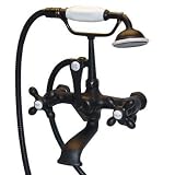 American Bath Factory F1-1120-OB-F9-9400-MX-OB F1-1120 Wall Mount Bathtub Faucet, Metal Cross Handle