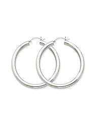 4mm, 14K White Gold Classic Hoop Earrings, 45mm (1 3/4")