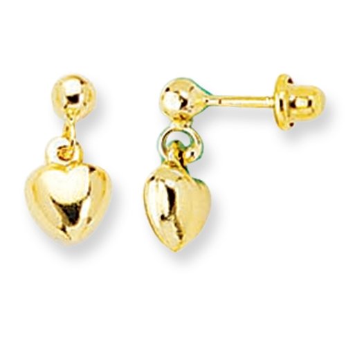 Child's 14k Gold Pink Puffed Heart Earrings Review