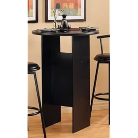 Retro Style Black Finish Kitchen Pub Bar Table by Bar Stools