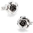 Silver Rose Cufflinks Cuff Links
