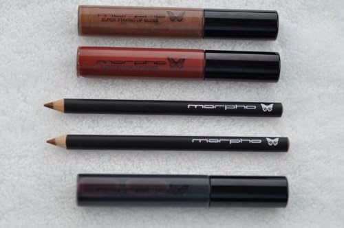 Zinnia lip stain, Nabi lip gloss, Cho Cho lip gloss, Cumaru lip pencil, Tonka lip pencil - Super Staying Lip Stain, 2 Lip Glosses, 2 FREE Lip Pencils - SET of 5 - Morpho Cosmetics - long lasting lip products