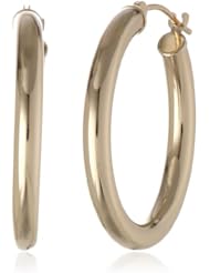 Duragold 14k Yellow Gold Hoop Earrings, (1" Diameter)