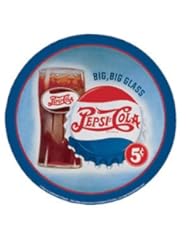 From Amazon.com. Click for details:
 12 " Round Pepsi Cola Big Big Glass 5 Cents Aluminum Sign 12 " Round Pepsi Cola Big Big Glass 5 Cents Aluminum Sign