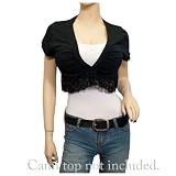 Plus Size Lace Trim Cotton Cropped Bolero Shrug