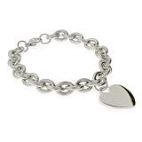 Eve's Addiction Stainless Steel Heart Tag Bracelet