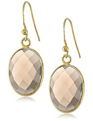 Faceted Oval Shape Bezel with Gold-Plated Sterling Silver Drop Earrings