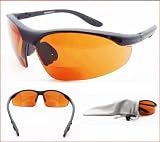 Bifocal Blue Blocker Sunglasses 2.50 Half Frame Polycarbonate Safety Z87.1 High Definition (Hd) Lens with Black Frame - Free Microfiber Cleaning Case By Bikershades