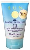 Alba Botanica Mineral Sunscreen, Kids SPF 18, 4-Ounce Bottle (Pack of 2)