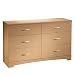 Natural Maple 6 Drawer Contemporary Triple Dresser