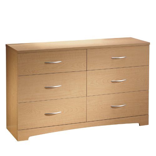 Natural Maple 6 Drawer Contemporary Triple Dresser