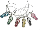 Wine Glass Charms set~ Polka Dot Sandals, Flip Flops, Thongs~ Black/White, Yellow/White, Pink/White, Green/White, Red/White, Blue/White