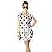 Franterd Women Mini Dress Short Sleeves Loose Blouse Print T Shirt Skirts (White)