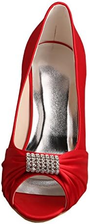 Custom Handmade Open Toe Thin Heel Red Wedding Party Women Pumps (Red, 9)