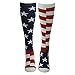 Gmark Running Socks, Women's Red, White, and Blue Patriotic American Flag Performance Crew Socks 2-Pair