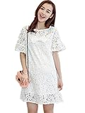 【TPGROWIN】 マタニティ ウェア ワンピース ドレス レース リボン フリル 出産 産前 産後 外出着 妊婦服 ゆったり オフィス Aライン (M, ホワイト)