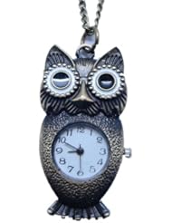 Oulm Womens Pocket Watch Big Eyes Owl Shape Color Bronzy