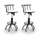 2 24"-29" White Vinyl Seat Black Adjustable Specialty / Custom Barstools Se ....