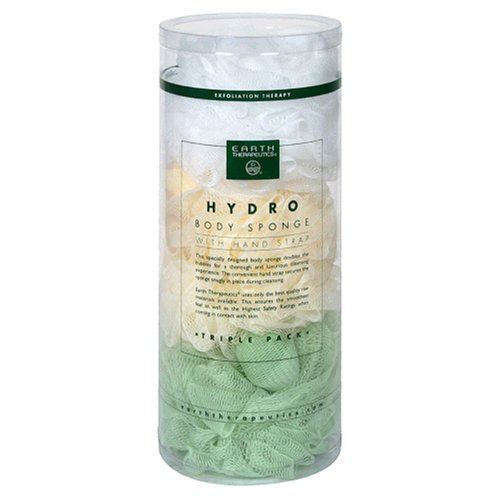 Earth Therapeutics Hydro Body Sponges, With Hand Strap, Triple Pack, 3 sponges (Pack of 3)