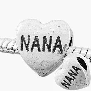 Pandora style silver plate bead heart NANA