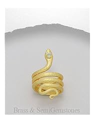 Snake CZ Ring In Brass