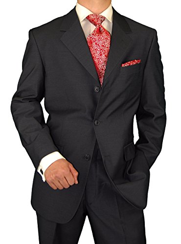 Gino Valentino Men's 3 Button Jacket Flat Front Pants 2 Piece Suit