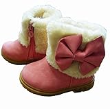 女の子用 シューズ 冬季　保温 ブーツ スノーブーツ (ピンク)