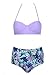 Choies Women's Nylon Push Up Bikini Top and Floral High Waist Bottom