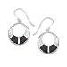 SILVER ROUND CUT OUT WHITE MOTHER OF PEARL+BLACK ONYX DROP EARRINGS